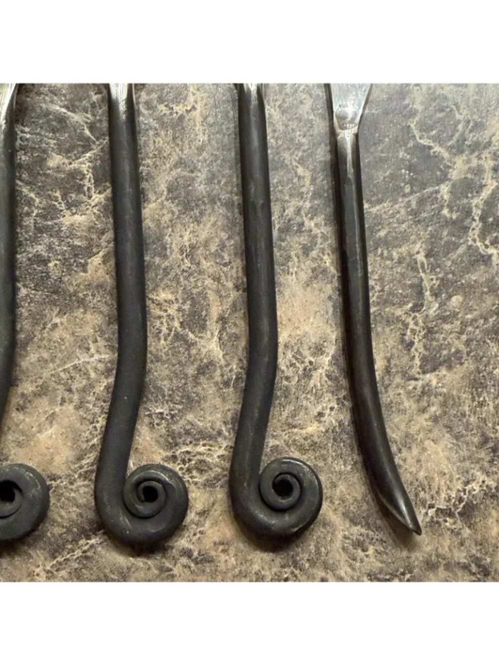 Gourmet Settings Treble Clef Flatware Appetizer Cocktail Set 6 Pc Black Handles